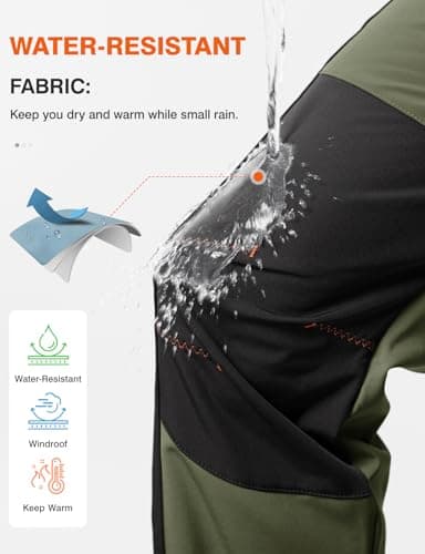 TBMPOY Men's Snow Ski Hiking Pants Waterproof Winter Fleece Lined Pants Camping Skiing Ice Fishing Pants with Belt 02 Thick Green S - Image 4