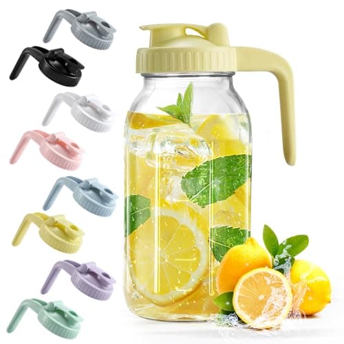 Mason Jar with Pour Spout Lid V-shaped, 2 Quart Iced Tea Pitcher Double Leak Proof, 64 oz Drink Pitcher for Breastmilk, Sun Tea, Juice, Coffee Creamer - Image 1