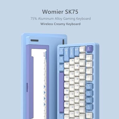 Womier SK75 75% Keyboard with Full Aluminum Wireless Mechanical Gaming Keyboard, VIA Custom Pre-lubed POM Switches RGB Creamy Gaming Key Board, 3-Modes Gasket Hot Swappable, Blue - Image 2