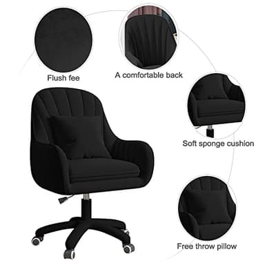 XUEGW Home Office Chair Computer Chair with Mid-Back Upholstered Modern Tufted Computer Task Chair Swivel Height Adjustable Velvet Accent Chair Suitable for Bedroom, Study - Image 4