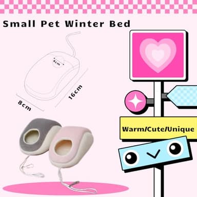 TTMIMIK Hamster Bed Hideout Hamster House Cute Habitat Warm & Cozy Cage Hammock Set Small Pet Cage Hammock Small Pet Washable (Grey, M) - Image 2