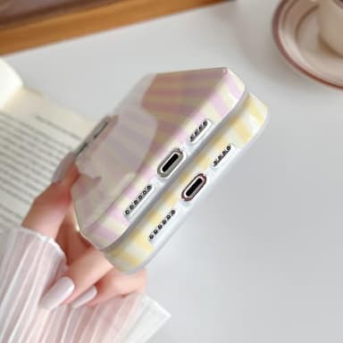 Yeddabox for iPhone 13 Pro Max Case Cute Striped Phone Case Soft TPU Slim Shockproof Phone Cover for Women Girls, Pink and Yellow - Image 5