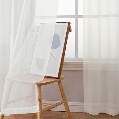Simplebrand Ivory Sheer Curtains 84 Inches Long, Light Filtering Rod Pocket Solid Color Window Sheer Curtain Panels, Elegant Curtains & Drapes for Living Room, Bedroom 2 Panels (Ivory, 42" W x 84" L - Image 6