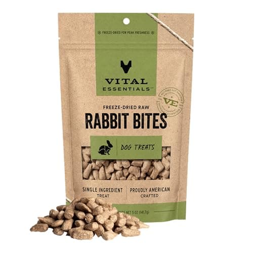 Vital Essentials Rabbit Bites Dog Treats, 5 oz | Freeze-Dried Raw | Single Protein | Premium Quality High Protein Training Treats | Grain Free, Gluten Free, Filler Free - Image 1