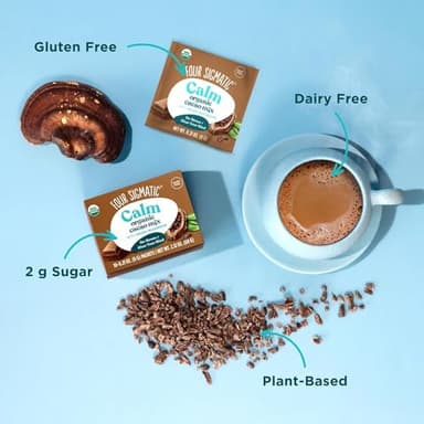 Four Sigmatic Calm Mushroom Cacao Mix | Organic Instant Cacao with Organic Reishi Mushroom Powder | Supports Calm & Relaxation | Drink it or Bake with it | Vegan, Gluten-Free, Dairy-Free | 10 Count - Image 5