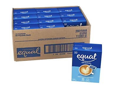 EQUAL 0 Calorie Sweetener, Aspartame and Acesulfame-K Sweetener Packets, Zero Calorie Sugar Alternative, Erythritol Free, 50 Ct (Pack of 12) - Image 1