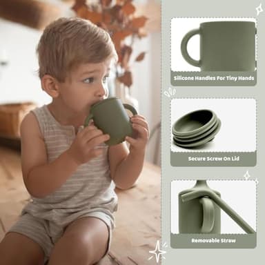 Dahzii 6-Piece Silicone Baby Feeding Set Non-Slip Suction Plate, Bowl, Spoon, Fork, Cup, Bib. BPA-Free, Dishwasher & Microwave Safe for Babies & Toddlers - Image 6