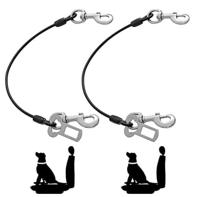 Dog Seat Belt Harness for Car,2pcs Dog Seatbelt of Coated Wire Leash Safety Restraint,No Chew Tether Cable Vehicle Dogs Accessories,Double Clips & Latch (2 Pack Black, 32 inch/80 CM) - Image 1