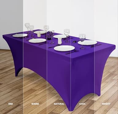Utopia Kitchen 6FT Spandex Tablecloth [2 Pack, Purple] 200 GSM Stretch, Fitted, Washable and Wrinkle Resistant Table Cloth Rectangle Cover for Trade Shows, Wedding, Parties [72Lx30Wx30H Inch] - Image 5