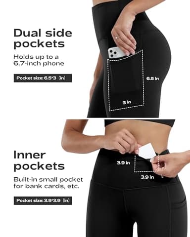 CHRLEISURE Leggings with Pockets for Women, High Waisted Tummy Control Workout Yoga Pants(5 Packs Black,Gray,Pink,Blue,Green, M) - Image 2