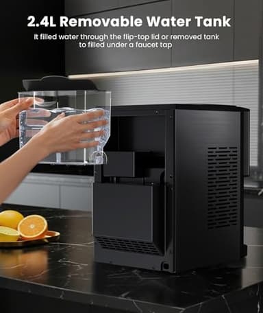Nugget Ice Makers Countertop, Pellet Ice Maker Machine Dispenser with Water Reservoir, Self-Cleaning, 44lbs/24H Soft Chewable Ice Maker Machine for Home/Kitchen/Office, Black Stainless - Image 6
