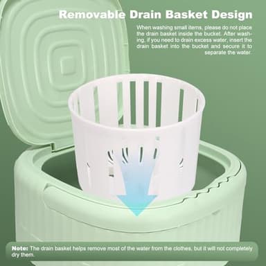 Mini Portable Washing Machine, 9L, 3 Modes, Blue Light Disinfection, Ideal for Underwear, Socks, Baby Clothes. Foldable for Space-Saving, Perfect for Apartments, Hotels, Camping & Travel (Green) - Image 5