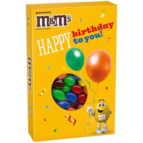 M&M'S Peanut Milk Chocolate Candy Happy Birthday Card and Gift Box All in One Birthday Present for All Ages, 10.05 Oz Box - Image 1