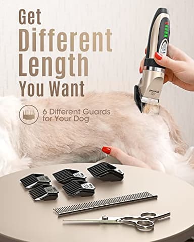 oneisall Dog Clippers Low Noise, 2-Speed Quiet Dog Grooming Kit Rechargeable Cordless Pet Hair Clipper Trimmer Shaver for Small and Large Dogs Cats Animals (Gold) - Image 7