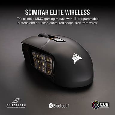 CORSAIR SCIMITAR ELITE RGB WIRELESS MMO Gaming Mouse - 26,000 DPI - 16 Programmable Buttons - Up to 150hrs Battery - iCUE Compatible - Black - Image 2
