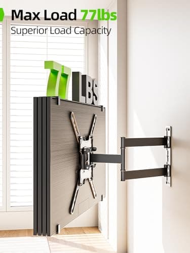 USX MOUNT UL Listed TV Wall Mount for Most 26-60 Inch TVs, Wall Mount TV Brackets with Swivel, Tilt, Rotating, Center Corner Design on Single Stud, Up to 77 lbs Max VESA 400x400mm - Image 3