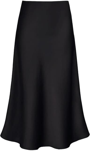 Modegal Women's Satin High Waist Hidden Elasticized Waistband Flared Casual A Line Midi Skirt - Image 2