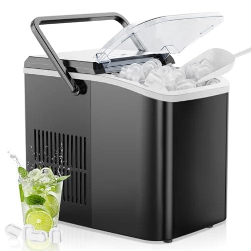 OLIXIS Ice Maker Machine with Handle,26lbs in 24Hrs,9 Ice Cubes in 6 Mins,Auto-Cleaning Portable Ice Maker with Basket and Scoop, Countertop Ice Maker for Home/Kitchen/Camping/RV, Black - Image 1