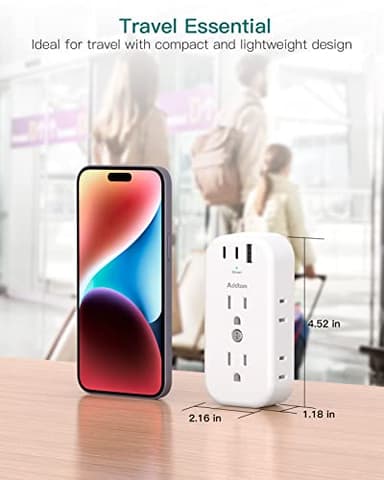 Outlet Extender Multi Plug Adapter - Addtam Electrical 6 Outlet Splitter with 3 USB Wall Charger (2 USB-C Ports), Wall Surge Protector Plug Expander for Cruise, Travel, Home, Office, Dorm Essentials - Image 6