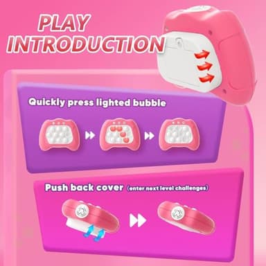 Pop Push Game Toy for Kids, Quick Fast Puzzle Game, Light up Fidget Toy 8-12, Bubble Sensory Toys Christmas Birthday Gifts for Kids Ages 3-12 (Pink) - Image 5