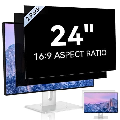 [2 Pack] 24 Inch Computer Privacy Screen for 16:9 Aspect Ratio Widescreen Monitor, Eye Protection Anti Glare Blue Light Computer Monitor Privacy Filter, Removable Anti-Scratch 24in Protector Film - Image 1