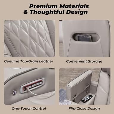 Signature Design by Ashley Boyington Contemporary Leather Match Power Reclining Sofa with USB Charging Ports, LED Lights and Adjustable Headrest, Light Gray - Image 11