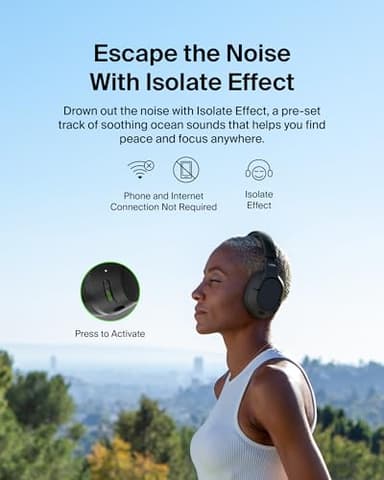 Belkin SoundForm Isolate Bluetooth Over-Ear Headphones - Hybrid Active Noise Cancelling Headphones - Wireless w/ 60H Playtime, Fast Charging & CloudCushion Ear Cups for Travel, Home, or Office - Black - Image 3