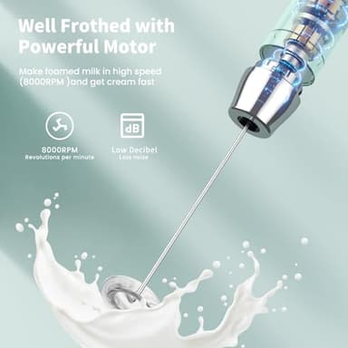 Maestri House Rechargeable Milk Frother with Stand, LunaFro Handheld Electric Foam Maker Waterproof Detachable Stainless Steel Whisk Drink Mixer Foamer for Lattes, Cappuccino - Image 4
