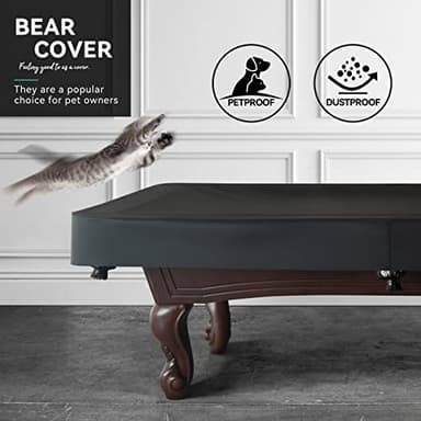 BearCover Heavy Duty Leatherette Billiard Pool Table Cover, Waterproof & Tearproof Covers for Pool Table 7/8/9FT Fitted (8 Feet/ Black) - Image 4