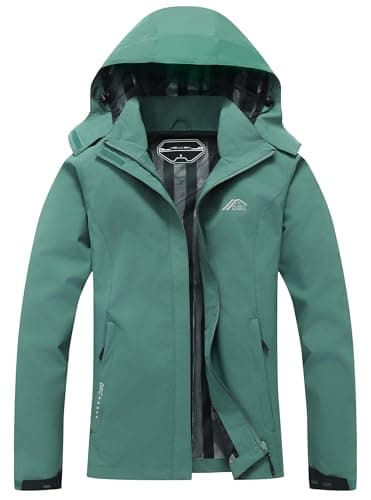 DECKTIN Women's Waterproof Raincoat Lightweight Rain Jacket Detachable Hood Travel Outdoor Olive XL - Image 1
