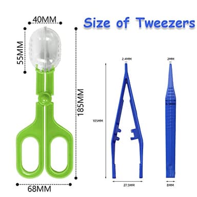 Feeding Tongs,Bug Tweezers for Kids Adults, Reptile Feeding Tweezers Long Handle Feeder Tools for Fish Aquariums Reptiles Snakes Lizard Gecko Spider and Bird (Green) - Image 4