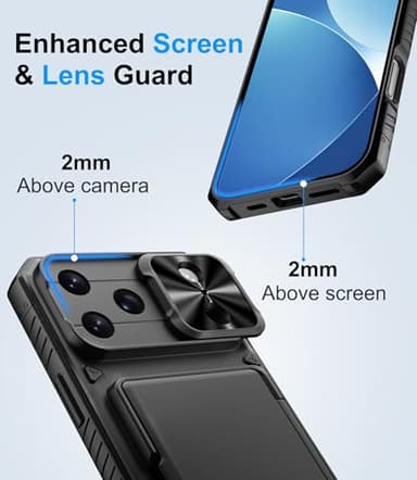 BXYJY for iPhone 17 Pro Max Case Wallet, Card Holder (4-5 Cards), Slide Camera Cover, Military Drop Protection, Rugged Heavy Duty Men Women Protective Phone Case for iPhone 17 Pro Max 6.9" 2025, Black - Image 6
