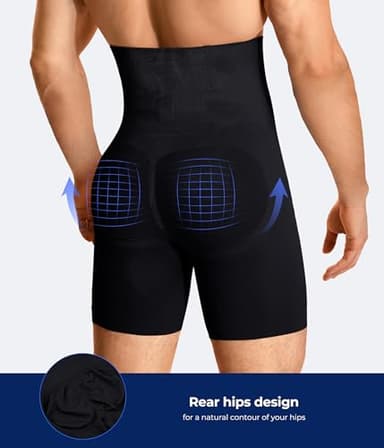 TAILONG Mens Shapewear Tummy Control Underwear Compression Shorts Slimming Body Shaper Leg Boxer Briefs Black - Image 3