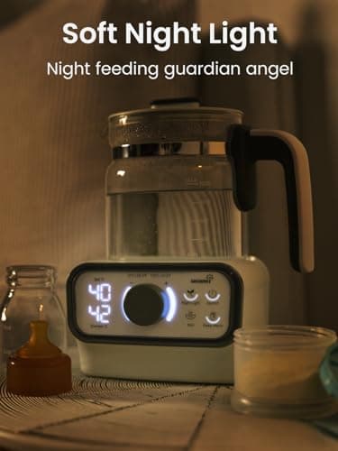 GROWNSY Baby Instant Warmer, Glass Water Boiler with Accurate Temperature Control for Formula, Coffee and Tea, 1.3 Liter Electric Kettle with LCD Display and Timer - Image 6