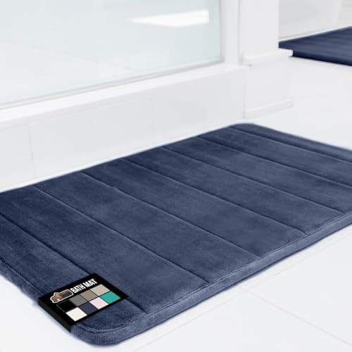 GORILLA GRIP Memory Foam Bath Mat, Soft Absorbent US Designed Bathroom Rug, Gripping Dots Machine Washable Bathmat, Cushioned Floor Mats, Shower Sink Rugs Room Décor Accessories, 24x17 Navy Blue - Image 1