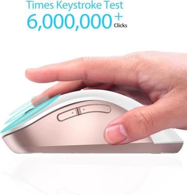 memzuoix 2.4G Wireless Mouse, 1400 DPI Computer Mice with USB Receiver, Portable Wireless USB Mouse Battery Powered Cordless Mice for Laptop, PC, Desktop, 5 Buttons (White Pink - Image 6