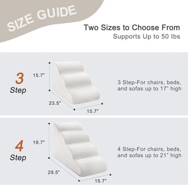 Dog Stairs Ramps for Small/Medium Dogs to Beds and Couch Up to 24'', 4-Step Dog Steps with Sturdy High-Density Foam, Pet Stairs with Non-Slip Bottom for Puppy and Cat, with Hair Remover Roller, White - Image 8