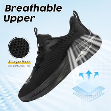 ZYEN Wide Toe Box Shoes Women Air Cushion Road Running Shoes Extra Wide Width Sneakers Arch Support Gym Athletic Tennis Sneakers Lightweight Breathable Walking Shoes 8811 Full Black 37 - Image 5
