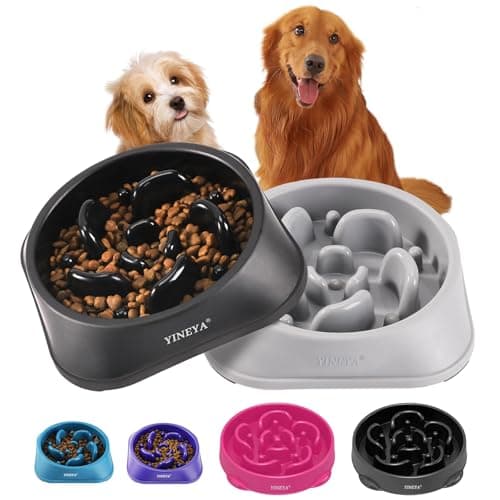 YINEYA 2PCS Slow Feeder Dog Bowls, Pet Supplies That Slow Down Eating, Pet Food Bowls, Maze Dog Puzzle Feeder for Medium Breed - Image 1