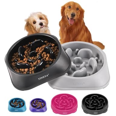 YINEYA 2PCS Slow Feeder Dog Bowls, Pet Supplies That Slow Down Eating, Pet Food Bowls, Maze Dog Puzzle Feeder for Medium Breed - Image 1