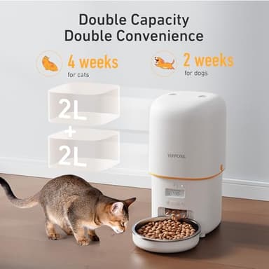 2025 Upgraded Automatic Cat Feeder - 4L Timed Auto Pet Feeder for Cat and Dog with Dry Food Dispenser, 180-day Battery Life, 1-6 Meals Per Day, 1-16 Portion, Desiccant Bag Keeps Food Fresh - Image 2