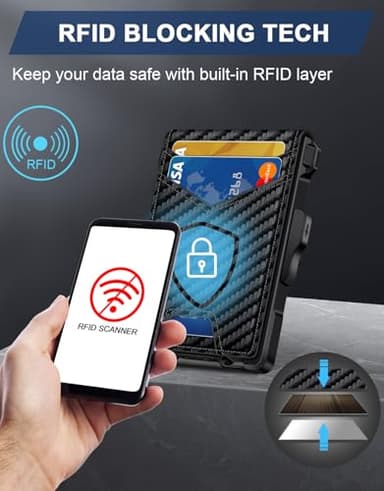 GHUKY Wallet for Men, Minimalist Slim Mens Wallet with Money Clip, RFID Blocking Smart Pop Up Card Wallet with ID Window, Compact Bifold Wallet, Metal Aluminum Credit Card Holder - Image 3