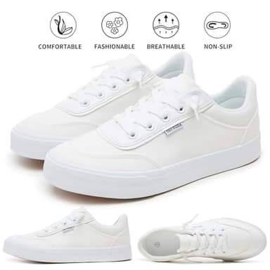 hash bubbie Unisex Slip on Sneakers Women's Canvas Sneakers Classic Non Slip Canvas Shoes Casual Tennis Shoes for Men（White.US8.5W/6.5M） - Image 9