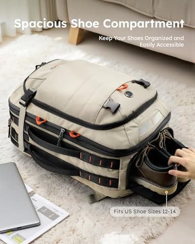 Tolaccea Carry on Travel Backpack, TSA Friendly Flight Approved Laptop Backpack Duffle Bag for Men Women with Dual Laptop Storage for 17.3", USB Charging Port, Business Rucksack 40L-50L Expandable - Image 8