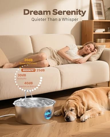 Dog Water Fountain for Large Dogs: Stainless Steel Dog Fountain Water Bowl - 3.2Gal/406oz/12L Super Quiet Big Cat Water Fountain with Visual Water Level -Great for Large Dogs Cats and Multi-Pet Home - Image 5