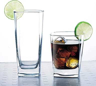 Collins Everyday Drinking Glasses Set of 16 Drinkware Kitchen Glasses for Cocktail, Iced Coffee, Beer, Ice Tea, Wine, Whiskey, Water, 8 Tall Highball Glass Cups & 8 Short Old Fashioned - Image 8