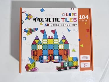 UREC Magnetic Tiles - 104 Pieces Magnetic Blocks for Kids, Magnet Tiles Building Blocks Set with 2 Cars, Construction STEM Toys Gift for Kids Boys 3 4 5 6 7 8 9+ Year Old - Image 2