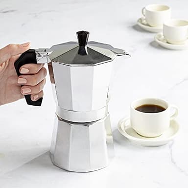 Primula Classic Stovetop Espresso and Coffee Maker, Moka Pot for Italian and Cuban Café Brewing, Greca Coffee Maker, Cafeteras, 6 Espresso Cups, Silver - Image 7