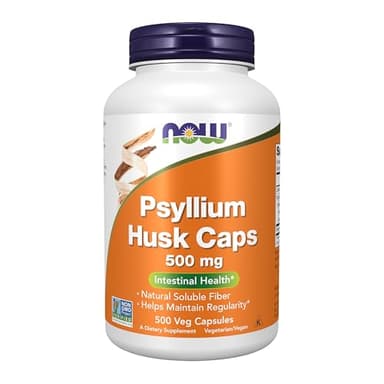 NOW Foods Supplements, Psyllium Husk Caps 500 mg, Non-GMO Project Verified, Natural Soluble Fiber, Intestinal Health*, 500 Veg Capsules - Image 1