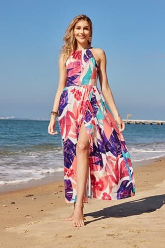KILIG Women's Summer Maxi Dress 2025 Casual Sleeveless Split Floral Sundress Beach Vacation Flowy Long Dresses(Floral15,S) - Image 2